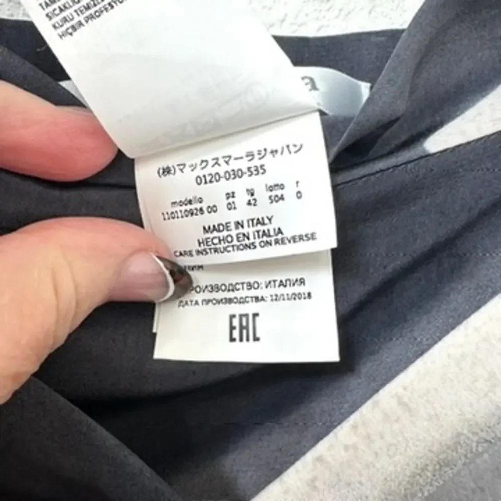 Max Mara Italy Black & White Abstract Print Tie-Waist Midi Skirt Size 8 Silk - Picture 5 of 8